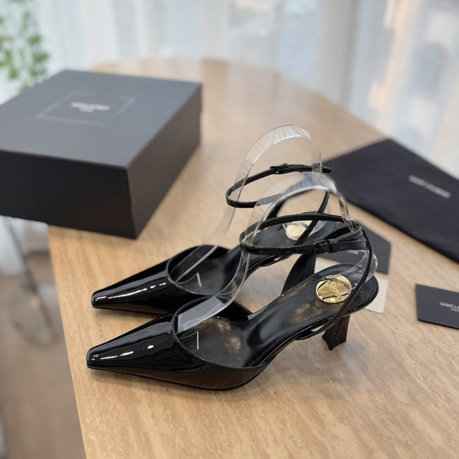 HIGH SLINGBACK 75 MM IN BLACK PATENT CALFSKIN