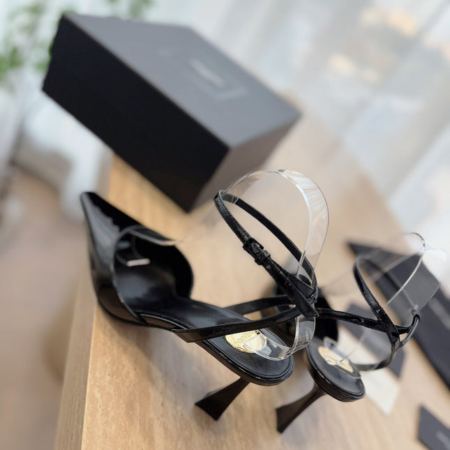 HIGH SLINGBACK 75 MM IN BLACK PATENT CALFSKIN
