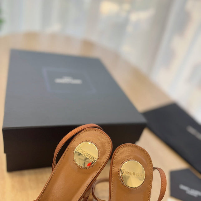 LA SCANDALE HIGH 14 CM PLATFORM SANDALS IN BRONZE BROWN SATIN CREPE