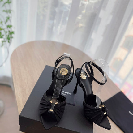 LOLA SANDAL 10 CM IN BLACK VISCOSE AND SILK
