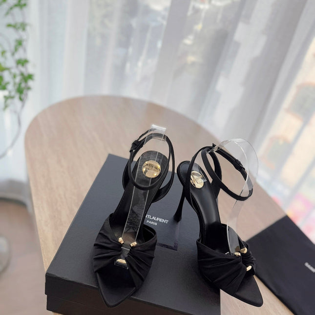 LOLA SANDAL 10 CM IN BLACK VISCOSE AND SILK