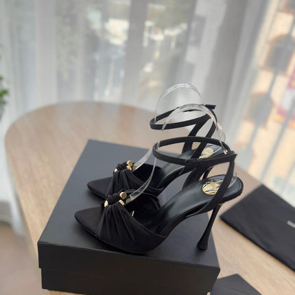 LOLA SANDAL 10 CM IN BLACK VISCOSE AND SILK