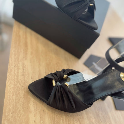 LOLA SANDAL 10 CM IN BLACK VISCOSE AND SILK
