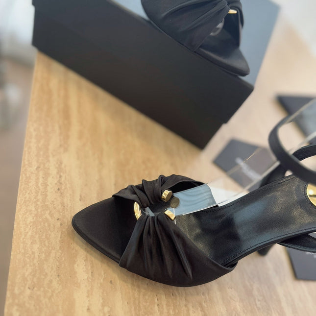 LOLA SANDAL 10 CM IN BLACK VISCOSE AND SILK