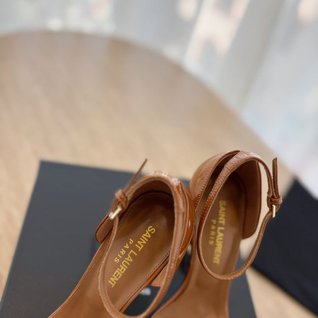 CLASSIC HIGH HEELS 10 CM IN BRONZE BROWN PATENT CALFSKIN