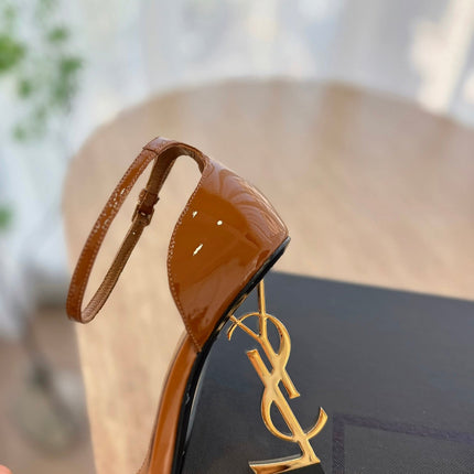CLASSIC HIGH HEELS 10 CM IN BRONZE BROWN PATENT CALFSKIN