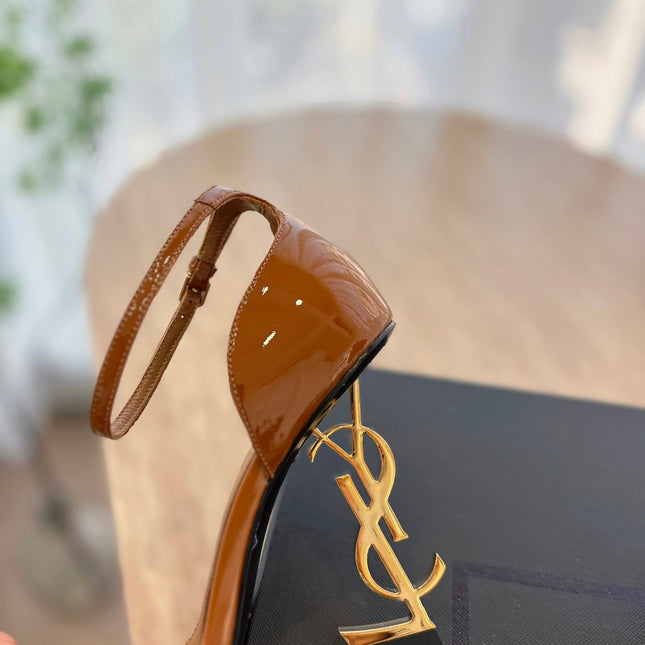 CLASSIC HIGH HEELS 10 CM IN BRONZE BROWN PATENT CALFSKIN