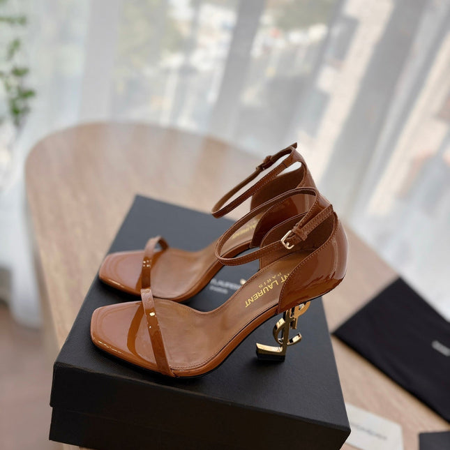 CLASSIC HIGH HEELS 10 CM IN BRONZE BROWN PATENT CALFSKIN