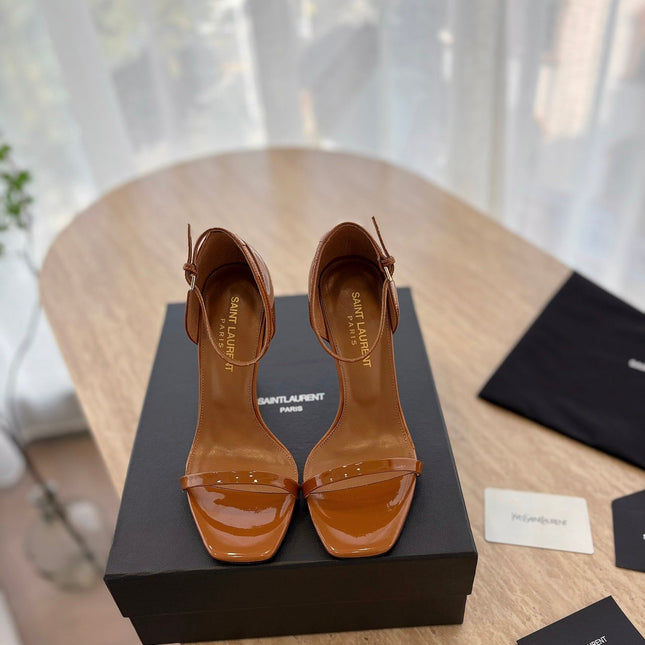 CLASSIC HIGH HEELS 10 CM IN BRONZE BROWN PATENT CALFSKIN