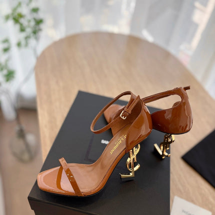 CLASSIC HIGH HEELS 10 CM IN BRONZE BROWN PATENT CALFSKIN