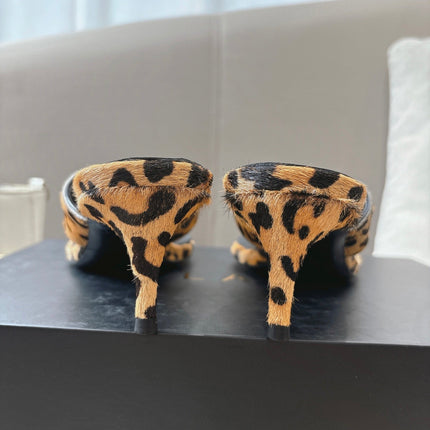 ALAIA HEELED THONG 25S 55 MM IN LEOPARD PONY HAIR LEATHER