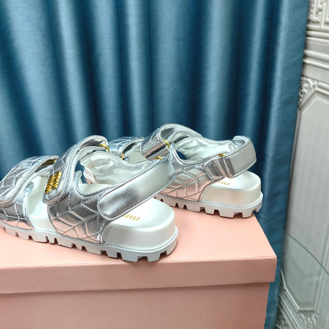 SANDALS WHITE MIX SILVER SHEEPSKIN WITH HORIZONTAL STRAPS
