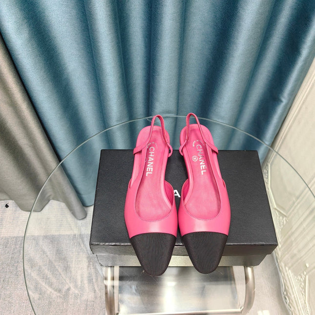 SLINGBACKS IN BARBIE PINK MIX BLACK LAMBSKIN