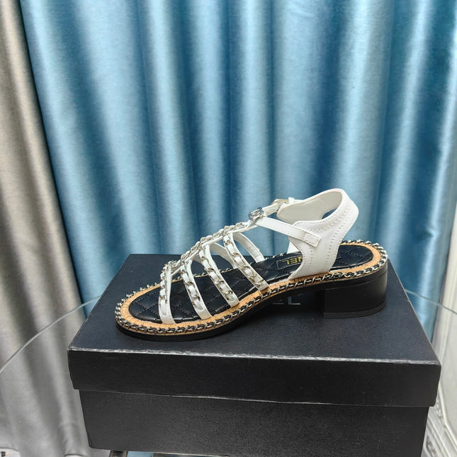 HIGH SANDALS WITH THREE STRAPS IN WHITE CALFSKIN