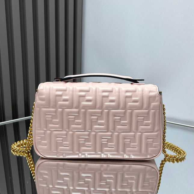 Fend Baguette 24 Bag With FF Motif Pink Leather Ghw