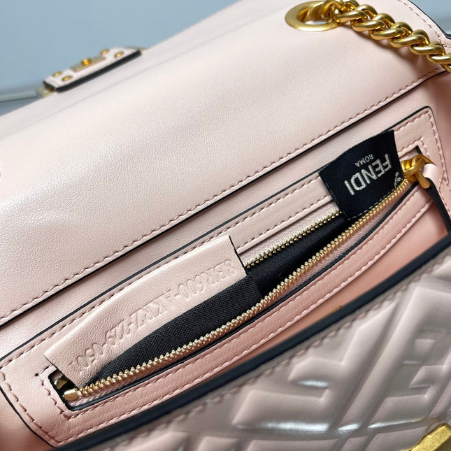 Fend Baguette 24 Bag With FF Motif Pink Leather Ghw