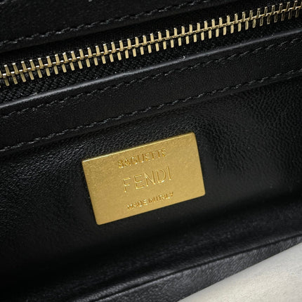 Fend Baguette 24 Bag With FF Motif Black Leather Ghw