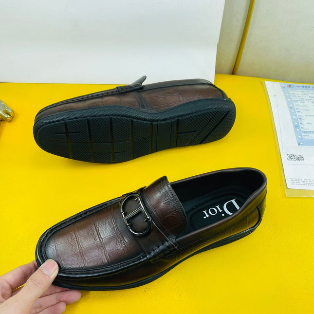 CD SYMBOL GRANVILLE LOAFER PECAN EMBOSSED CALFSKIN