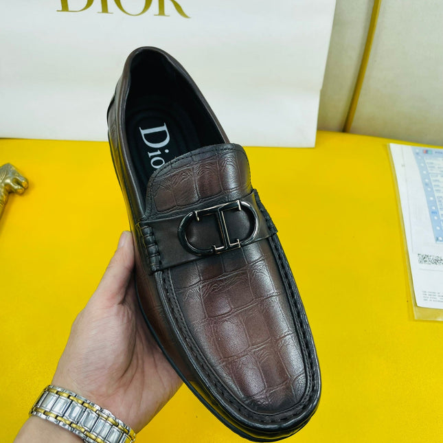 CD SYMBOL GRANVILLE LOAFER PECAN EMBOSSED CALFSKIN