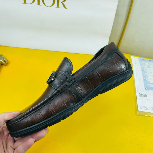 CD SYMBOL GRANVILLE LOAFER PECAN EMBOSSED CALFSKIN