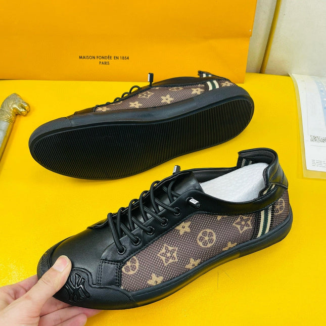LV SNEAKER BROWN MONOGRAM JACQUARD AND BLACK CALFSKIN