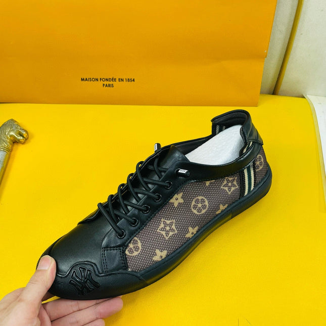 LV SNEAKER BROWN MONOGRAM JACQUARD AND BLACK CALFSKIN