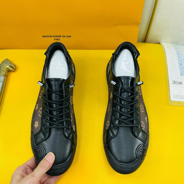 LV SNEAKER BROWN MONOGRAM JACQUARD AND BLACK CALFSKIN