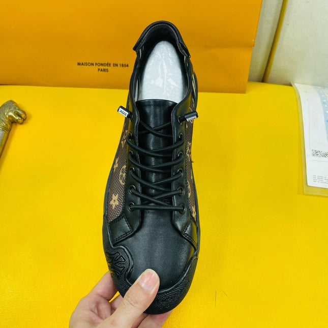 LV SNEAKER BROWN MONOGRAM JACQUARD AND BLACK CALFSKIN