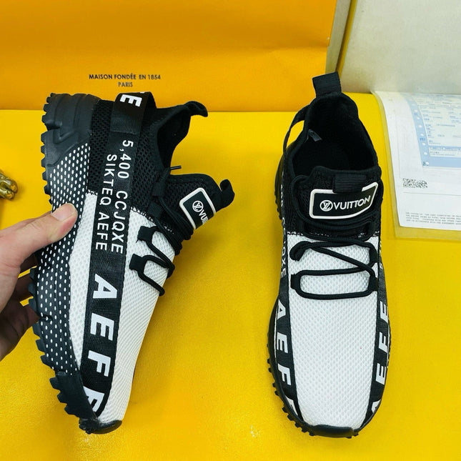 LV SNEAKER IN BLACK MIX WHITE BREATHABLE MESH FABRIC