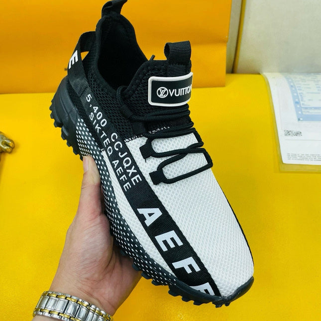 LV SNEAKER IN BLACK MIX WHITE BREATHABLE MESH FABRIC