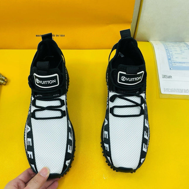 LV SNEAKER IN BLACK MIX WHITE BREATHABLE MESH FABRIC