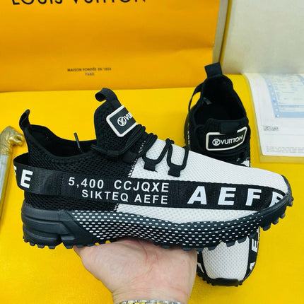 LV SNEAKER IN BLACK MIX WHITE BREATHABLE MESH FABRIC