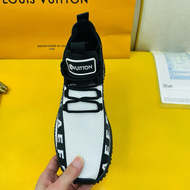 LV SNEAKER IN BLACK MIX WHITE BREATHABLE MESH FABRIC