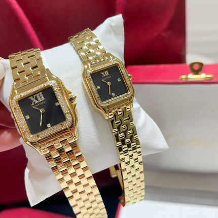PANTHÈRE SMALL MODEL DE CARTIER WATCH GOLD CASE WITH CRYSTALS