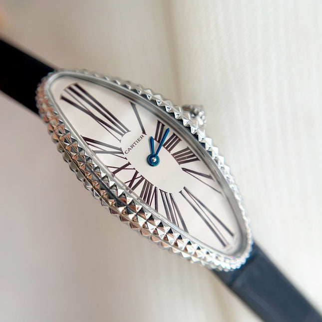 BAIGNOIRE ALLONGÉE WATCH ROSE GOLD CASE WITH BLACK LEATHER STRAP