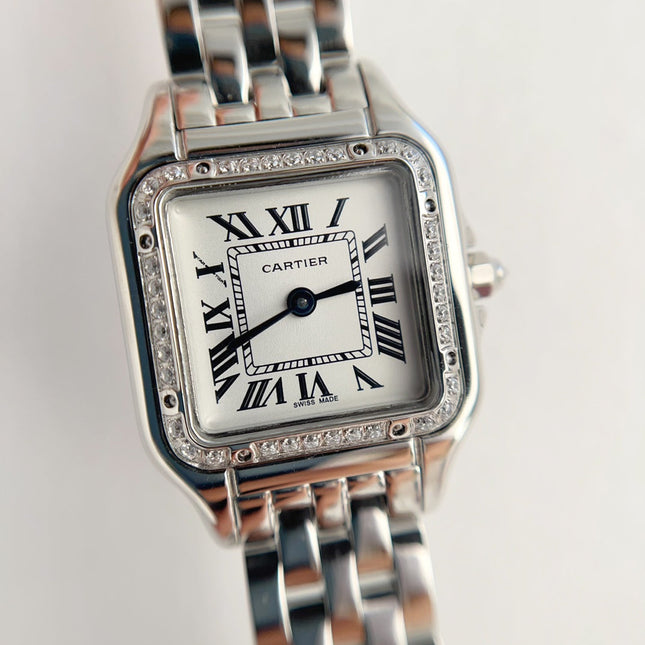 PANTHÈRE DE CARTIER WATCH SILVER CASE WITH CRYSTALS
