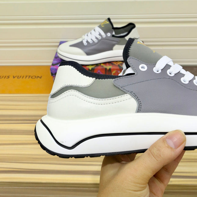 LV SNEAKER WHITE IVORY MIX GREY CALFSKIN