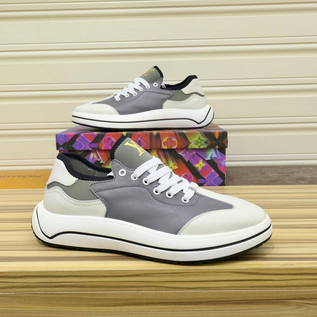 LV SNEAKER WHITE IVORY MIX GREY CALFSKIN