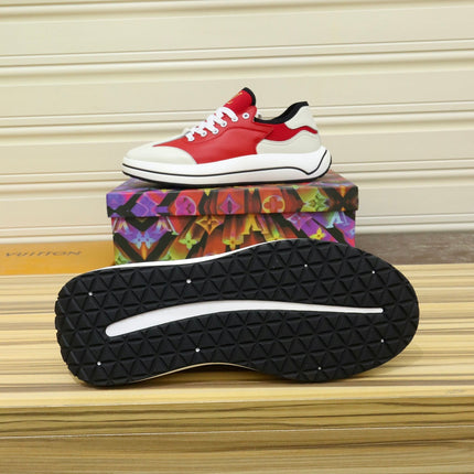 LV SNEAKER CHERRY RED MIX WHITE IVORY CALFSKIN