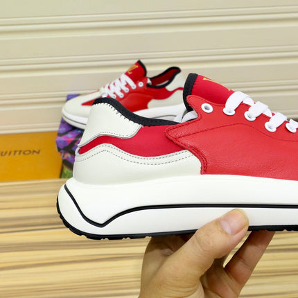 LV SNEAKER CHERRY RED MIX WHITE IVORY CALFSKIN