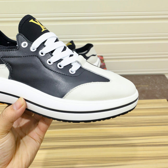 LV SNEAKER BLACK MIX WHITE IVORY CALFSKIN