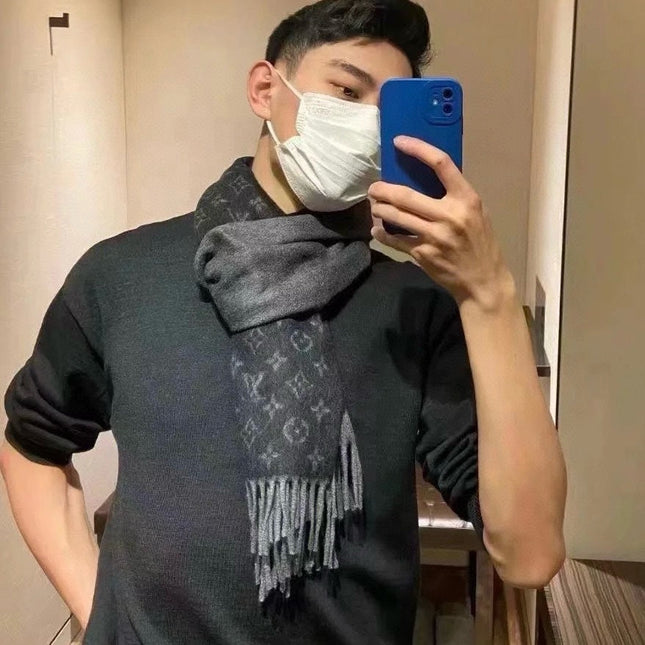 MONOGRAM GRADIENT 180 CM SCARF BLACK CASHMERE 392957