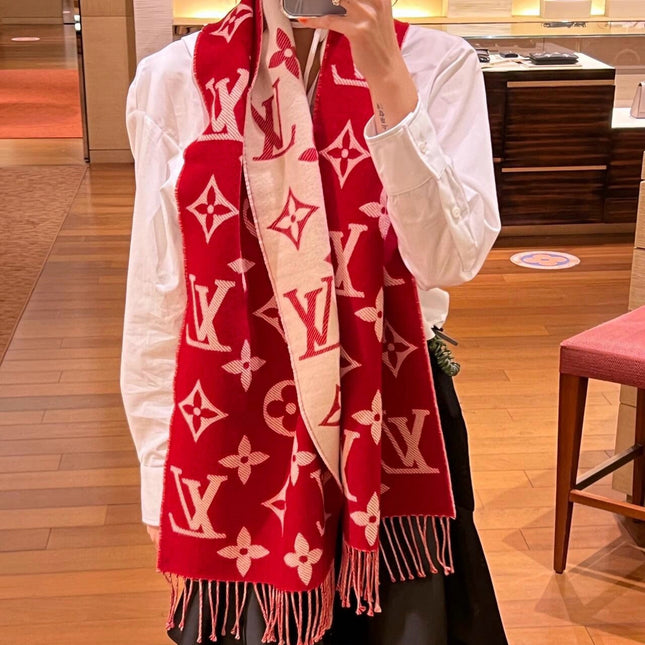 ESSENTIAL SCARF 186 CM IN CHERRY RED WOOL 399772