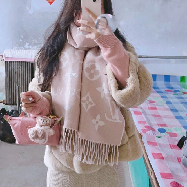ESSENTIAL SCARF 186 CM IN BEIGE PINK WOOL 399779
