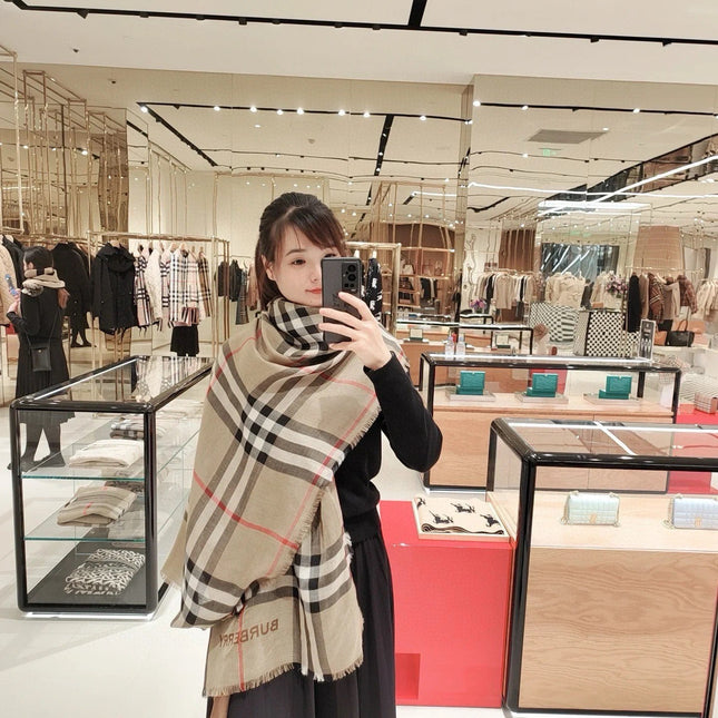 SCARF 220 CM IN BISQUE BEIGE SHEEP WOOL AND MULBERRY SILK 408931