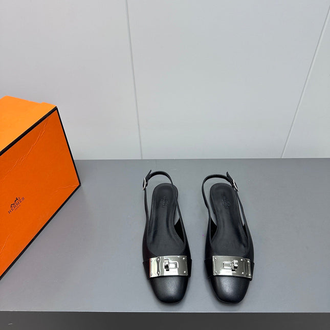 INNOCENTE SLINGBACK IN BLACK CALFSKIN