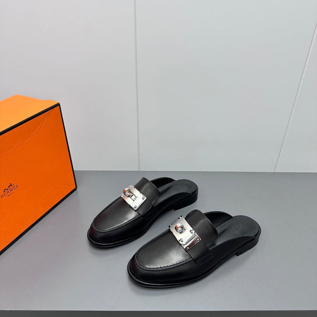 0Z MULE IN BLACK LAMBSKIN