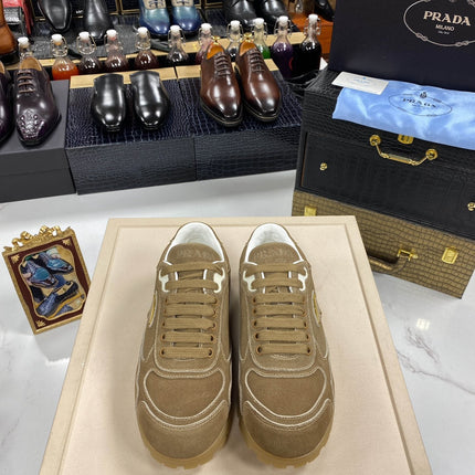 PRA TRAIL FADED CINNAMON BROWN SUEDE SNEAKERS