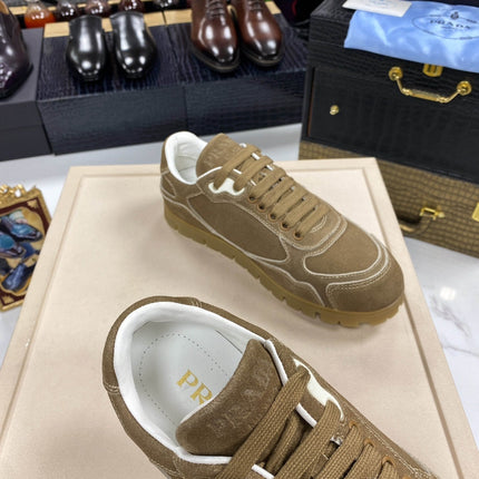 PRA TRAIL FADED CINNAMON BROWN SUEDE SNEAKERS