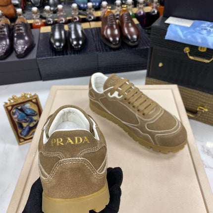 PRA TRAIL FADED CINNAMON BROWN SUEDE SNEAKERS